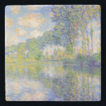 ポプラーズオンザリバーエプテ(by Claude Monet) ストーンコースター<br><div class="desc">このデザイン絵画は、印象派の動きフランスのの創始者であるアーティストのクロード・モネ(1840-1926フランスの)を特集している。エプテ川の土手にある背の高いポプラの木々は、白いフワフワの雲の青い夏の空に向かって見られ、全体のシーンは明るい広いブラッシュストロークです絵を描。モネはフランス北部のジヴェルニーに移ってすぐにこのシーンを捉え、ボートをフロートスタジオとして使用した。太陽の光が水の上で美しく輝き、効果を生みエレガント出す。オリジナル作品は1891年に完成し、現在はスコットランドのエディンバラ国立美術館に収蔵されている。</div>