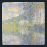 ポプラーズオンザリバーエプテ(by Claude Monet) ストーンコースター<br><div class="desc">このデザイン絵画は、印象派の動きフランスのの創始者であるアーティストのクロード・モネ(1840-1926フランスの)を特集している。エプテ川の土手にある背の高いポプラの木々は、白いフワフワの雲の青い夏の空に向かって見られ、全体のシーンは明るい広いブラッシュストロークです絵を描。モネはフランス北部のジヴェルニーに移ってすぐにこのシーンを捉え、ボートをフロートスタジオとして使用した。太陽の光が水の上で美しく輝き、効果を生みエレガント出す。オリジナル作品は1891年に完成し、現在はスコットランドのエディンバラ国立美術館に収蔵されている。</div>