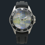 ポプラーズオンザリバーエプテ(by Claude Monet) 腕時計<br><div class="desc">このデザイン絵画は、印象派の動きフランスのの創始者であるアーティストのクロード・モネ(1840-1926フランスの)を特集している。エプテ川の土手にある背の高いポプラの木々は、白いフワフワの雲の青い夏の空に向かって見られ、全体のシーンは明るい広いブラッシュストロークです絵を描。モネはフランス北部のジヴェルニーに移ってすぐにこのシーンを捉え、ボートをフロートスタジオとして使用した。太陽の光が水の上で美しく輝き、効果を生みエレガント出す。オリジナル作品は1891年に完成し、現在はスコットランドのエディンバラ国立美術館に収蔵されている。</div>