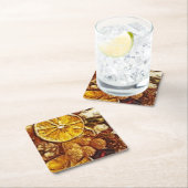 ポプリのオレンジのフラクタル スクエアペーパーコースター (インサイチュ)