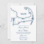 ポポポネセットインケープコッドマップエレガントウェディング 招待状 (正面)
