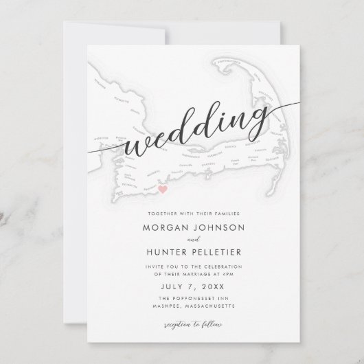 ポポミニマルモダンネセットインマップ結婚ズ 招待状 (正面)