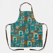 ポマイカイティキハワイアンヴィンテージタパティール(緑がかった色) エプロン (正面)