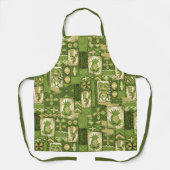 ポマイカティキハワイアンヴィンテージタパグリーン エプロン (正面)