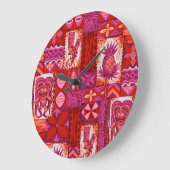 ポマイカティキハワイアンヴィンテージタパ ラージ壁時計 (傾斜)