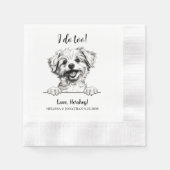 ポマプー犬の手パーソナライズされたスケッチ私もする 縁ありカクテルナプキン (正面)