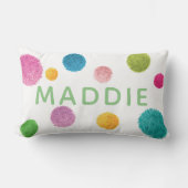 ポムカラフルポムプリントパーソナライズされた ランバークッション (正面)
