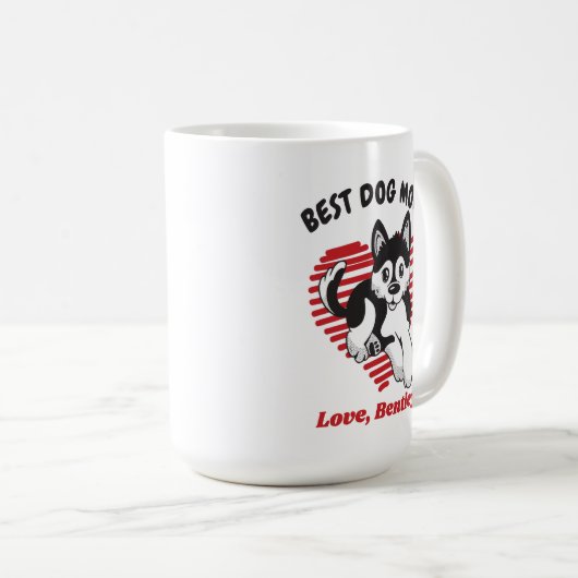 ポムスキーパーソナライズされたパピードッグママ名前をカスタムする コーヒーマグカップ (正面右)