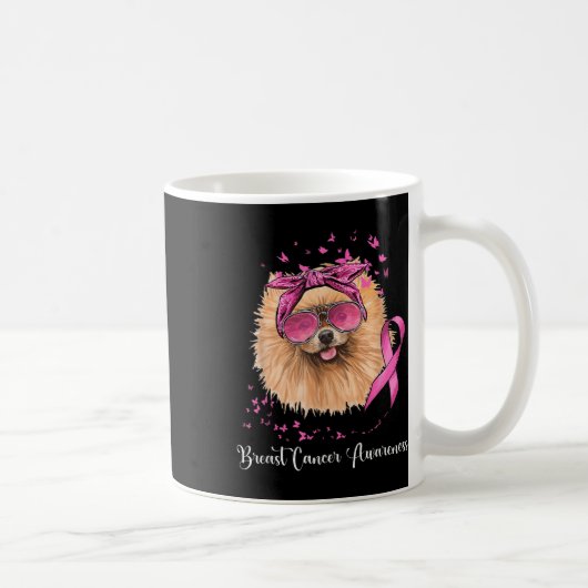 ポムスキー犬の恋人ピンクリボン乳癌 コーヒーマグカップ (右)