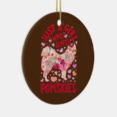 ポムスキー犬の花が大好きな女の子 セラミックオーナメント (右)