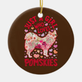 ポムスキー犬の花が大好きな女の子 セラミックオーナメント (正面)