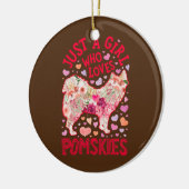 ポムスキー犬の花が大好きな女の子 セラミックオーナメント (左)