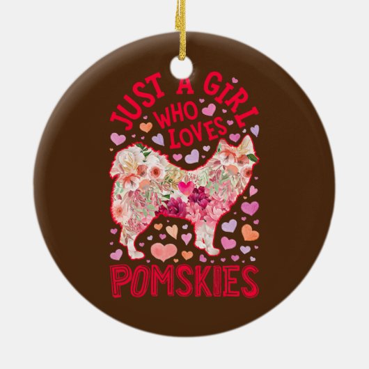 ポムスキー犬の花が大好きな女の子 セラミックオーナメント (裏面)