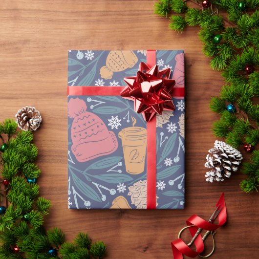 ポムビーニーコーヒークリスマスホリデー ラッピングペーパー (クリスマスギフト)