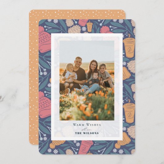 ポム ビーニー コーヒー クリスマス ホリデー フォト カード (正面/裏面)