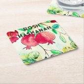 ポメグラナートロシュハサナフルーツシャナトヴァ スクエアペーパーコースター (アングル)