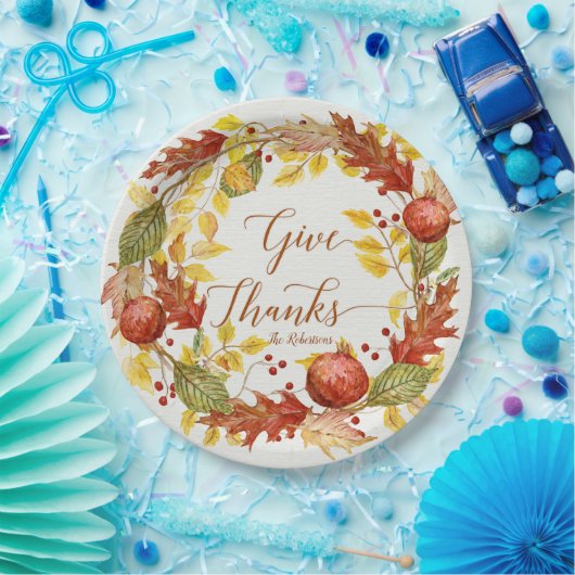 ポメグラネート秋秋葉リース感謝してい ペーパープレート (パーティー)