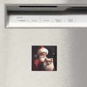 ポメラニアンとサンタクロースのクリスマス マグネット (インサイチュ (食洗機))
