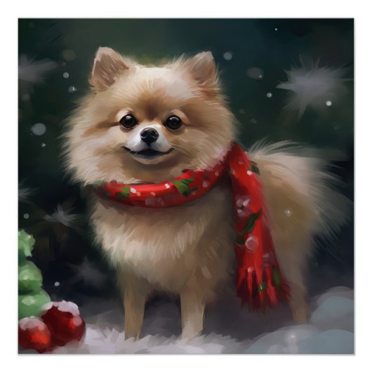 ポメラニアンと雪のクリスマス ポスター (正面)