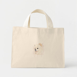 ポメラニアンのウォーターカラーペイント かわいい ミニトートバッグ