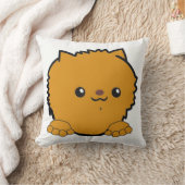 ポメラニアンのオレンジ色の顔が覗く クッション (ブランケット)