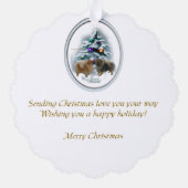 ポメラニアンのクリスマスギフト オーナメントカード (裏面)