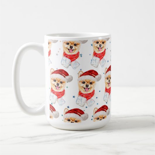 ポメラニアンのクリスマススター コーヒーマグカップ (左)