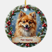 ポメラニアンのクリスマス セラミックオーナメント (裏面)