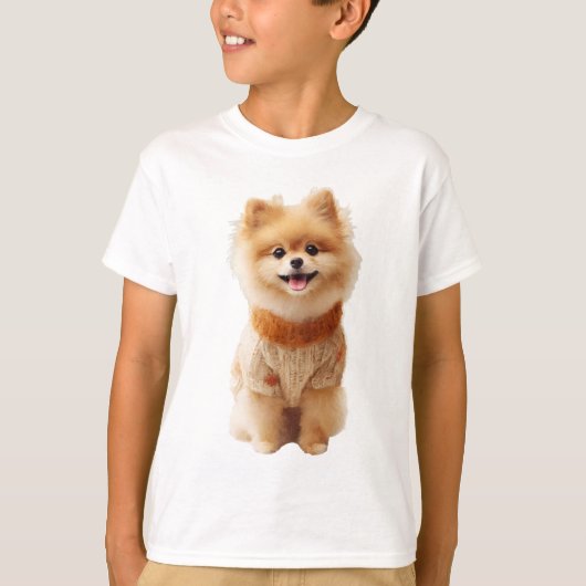 ポメラニアンの子供用あったかニットセーター Tシャツ (正面)