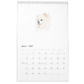 ポメラニアンの水彩画 かわいい カレンダー (3月 2027)