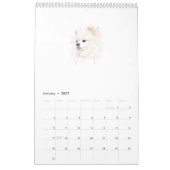 ポメラニアンの水彩画 かわいい カレンダー (1月 2027)