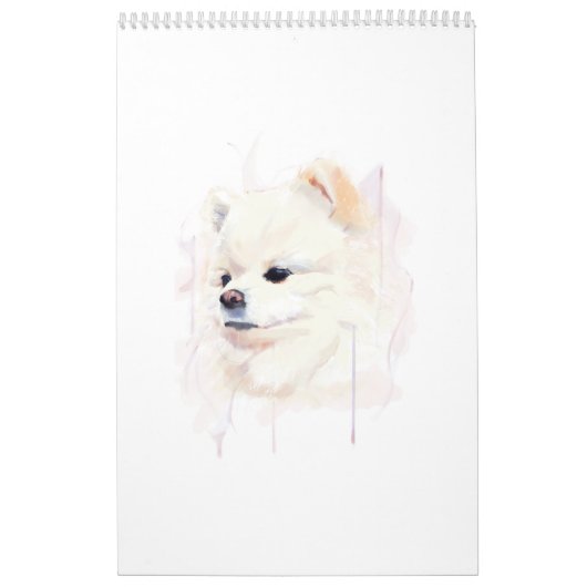 ポメラニアンの水彩画 かわいい カレンダー (カバー)