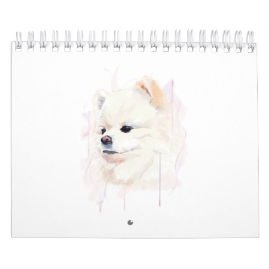 ポメラニアンの水彩画 かわいい カレンダー (カバー)