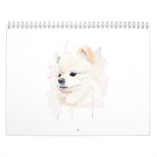ポメラニアンの水彩画 かわいい カレンダー