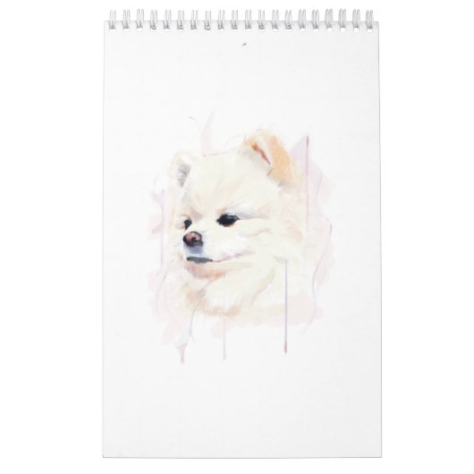 ポメラニアンの水彩画 かわいい カレンダー (カバー)