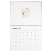 ポメラニアンの水彩画 かわいい カレンダー (2月 2027)