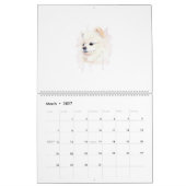 ポメラニアンの水彩画 かわいい カレンダー (3月 2027)