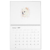 ポメラニアンの水彩画 かわいい カレンダー (1月 2027)