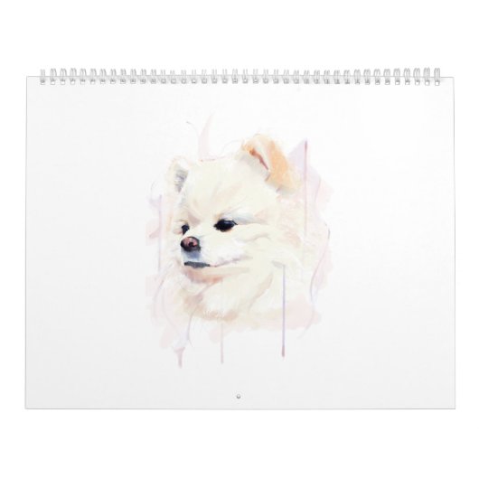 ポメラニアンの水彩画 かわいい カレンダー (カバー)