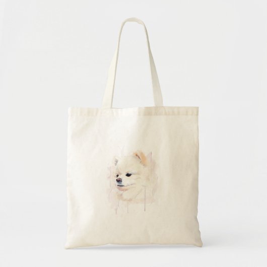 ポメラニアンの水彩画 かわいい トートバッグ (正面)