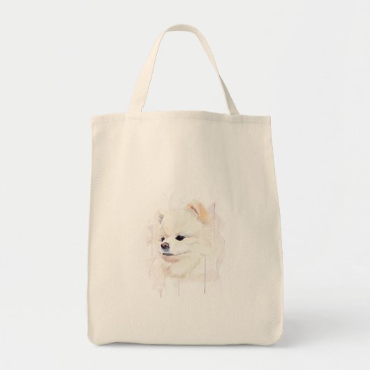 ポメラニアンの水彩画 かわいい トートバッグ (正面)