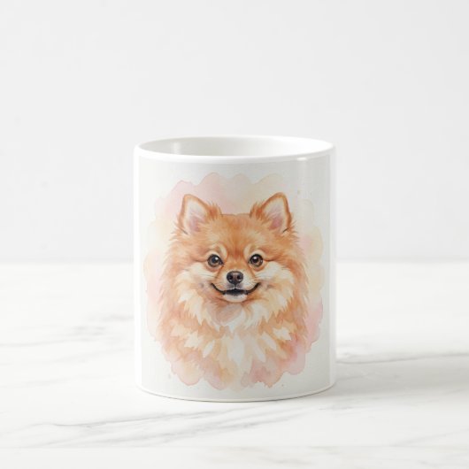 ポメラニアンの水彩肖像画 コーヒーマグカップ (中央)