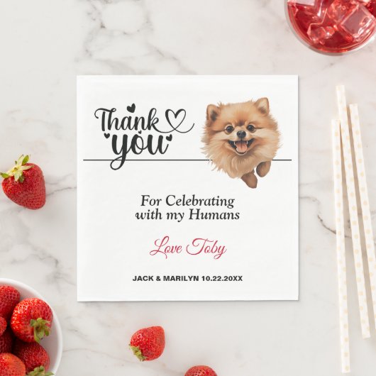 ポメラニアンの結婚式のお礼 スタンダードランチョンナプキン (インサイチュ)