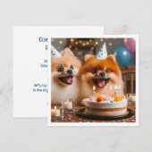 ポメラニアンの誕生日カード、ポメラニアン、ポメラニアン 招待状 (正面/裏面)