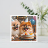 ポメラニアンの誕生日カード、ポメラニアン、ポメラニアン 招待状 (スタンド正面)