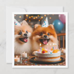 ポメラニアンの誕生日カード、ポメラニアン、ポメラニアン 招待状