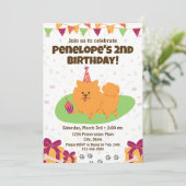 ポメラニアンの誕生日招待状 招待状 (スタンド正面)