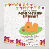 ポメラニアンの誕生日招待状 招待状 (正面/裏面)