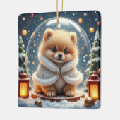 ポメラニアンクリスマスアート セラミックオーナメント (左)