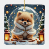 ポメラニアンクリスマスアート セラミックオーナメント (裏面)